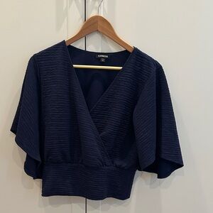 Express Deep Blue Textured Blouse